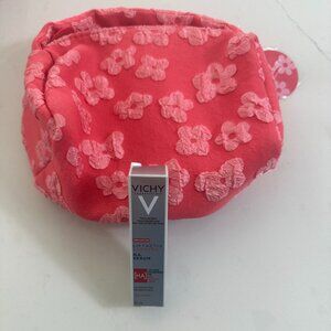 Ulta Beauty Pink Floral Bag & Vichy LiftActiv Serum Sample Bundle